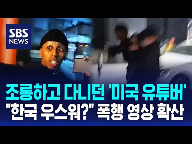 조롱하고 다니던 '미국 유튜버'…"한국 우스워?" 폭행 영상 확산 / SBS / 오클릭