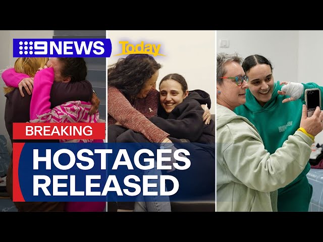 Hostages released as Gaza ceasefire begins | 9 News Australia