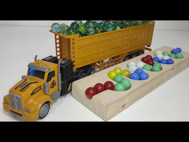 Marble Run Race ASMR #87 HABA Slope, Wooden Track , Colorful Balls, Dump Truck, Garbage Truck