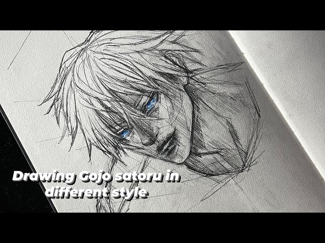 SKETCH WITH ME | drawing anime character Gojo satoru process ￼in my own art style