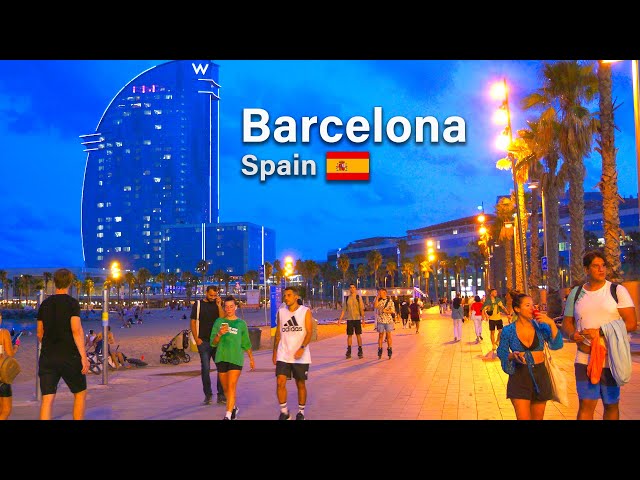 Barcelona Spain 2023 🇪🇸 Walk on the beach and promenade 4K 60 FPS HDR