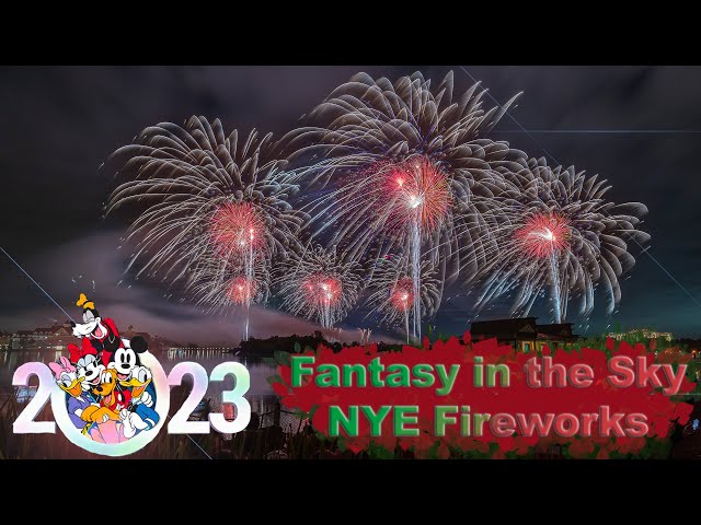 8K Disney's Fantasy in the Sky NYE 2022 Fireworks from the Polynesian Resort Beach VR180 3D