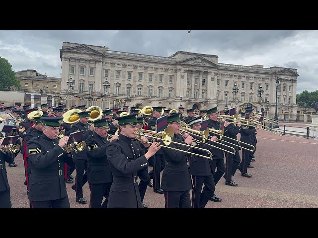 Massed Bands of the Guards Rehearse Trooping the Colour 2024