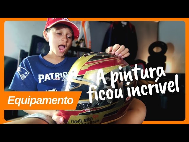 Pintura personalizada do capacete de kart infantil Bell KC7 inspirado no flash do piloto Davi Leite