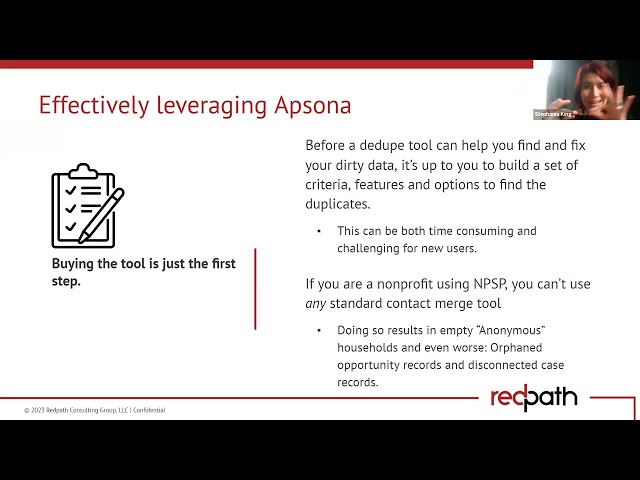 Redpath T.E.C.H. Talks: Managing duplicate data with Apsona