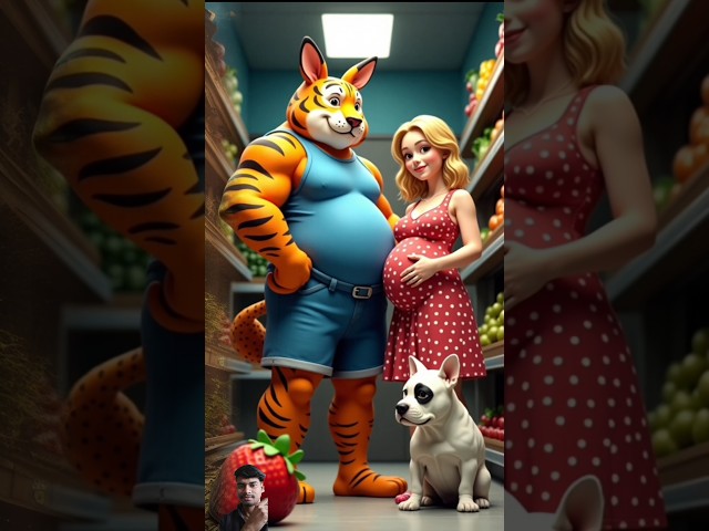 ❤Evolution of Tiger: Cute tiger with women in shopping mall 🥰 #cat #cute #love #shorts