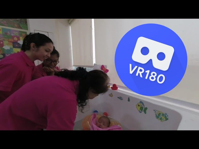 [VR180 5.7k] Baby Riley first Baby Spa experience | Vuze XR 3D180