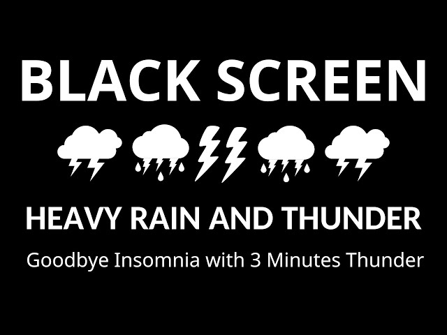 Powerful Rainstorm and Strong Thunder Sounds | Black Screen | Thunderstorm | Sleep Aid