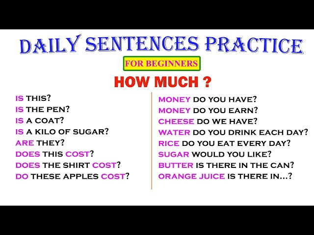 HOW MUCH ? | Daily Sentences Practice