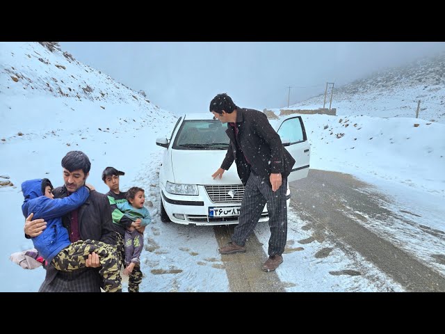 Taking Bahadur to the doctor and crossing the snowy mountains and the terrible cold by Aghaqarbun