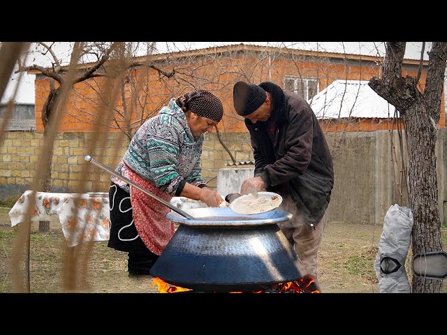 Grandma Made Rice Flour at the Old Mill | Rice Halwa recipe in Azerbaijan