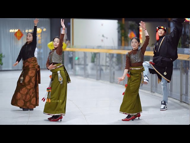 Tibetan sisters and brother performed a wonderful Tibetan dance