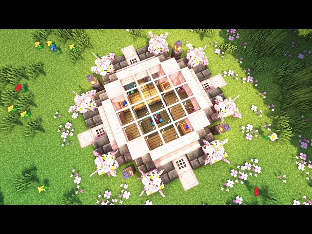 Minecraft 1.20 I How to Build a Cherry Blossom Underground Enchantment Room!!