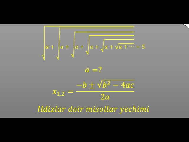 Ildiz mavzuga oid misollar yechimi ketma ket-kelgan ildizlar va irratsionalikdan qutqarishga doir