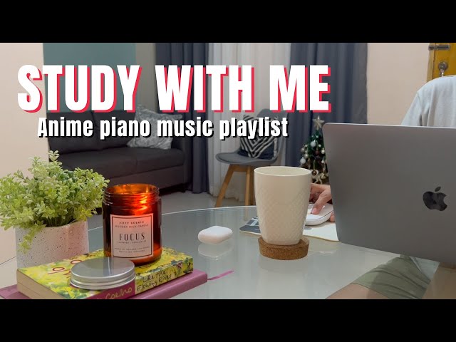 2 Hour STUDY WITH ME | Anime Piano Music Playlist | 50/10 Pomodoro with countdown + alarm