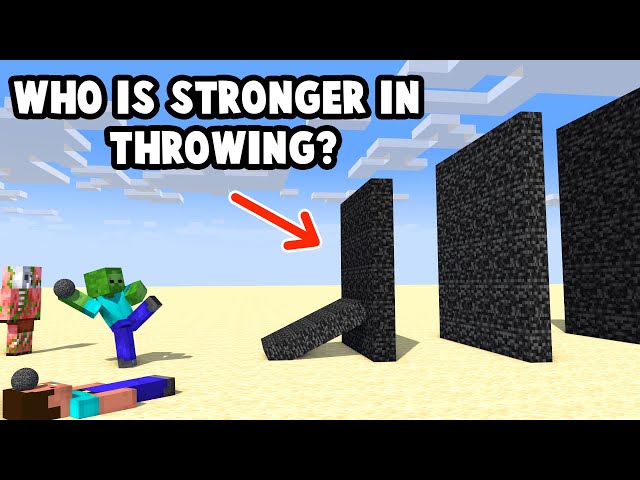 Monsters & Herobrine: WHO IS STRONGER IN THROWING BALL? - Minecraft Animation