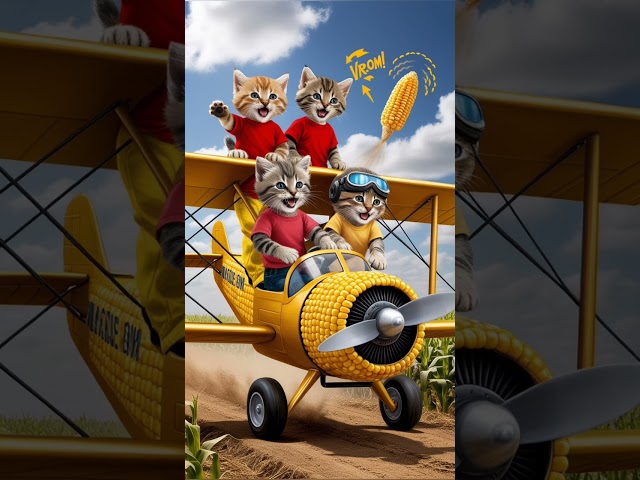 The Kittens’ Maize-Powered Airplane Adventure! | Fun & Cute Flying Story #story #kitten #kitty