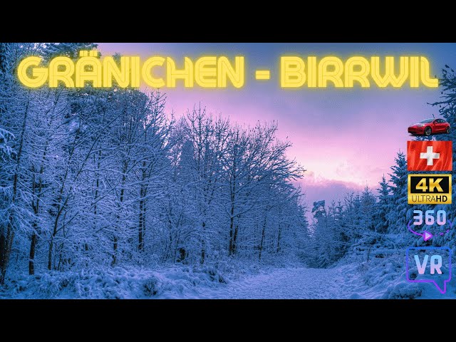 Drive from Gränichen to Birrwil in Switzerland Winter Wonderland in 4K 360 VR