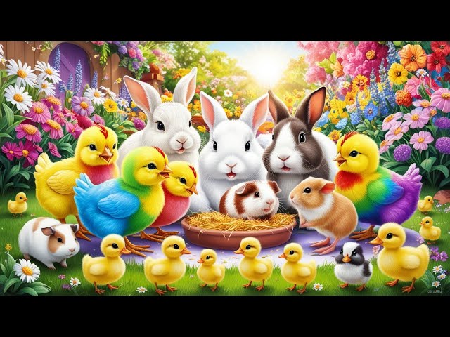 Catch cute chickens, colorful chickens, rainbow chickens, rabbits,ducks, guinea pigs