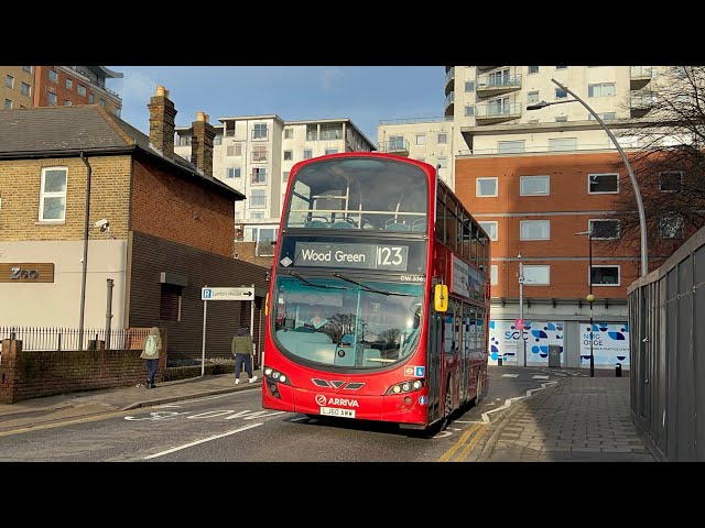 FULL ROUTE VISUAL|Arriva London Bus Route 123|Wood Green - Ilford Hainault Street|DW336(LJ60 AWW)