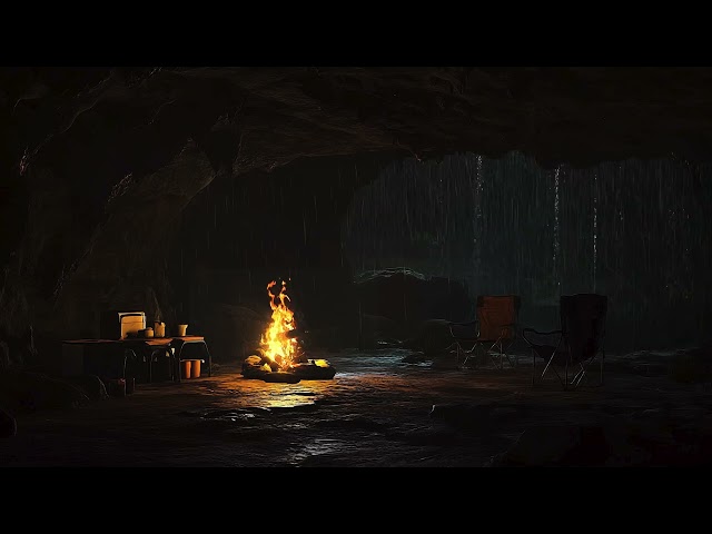 Relax, Sleep In Dark Cave - Black Screen With Sound Of Rain And Thunder For Sleep Aid, Calm And Rest