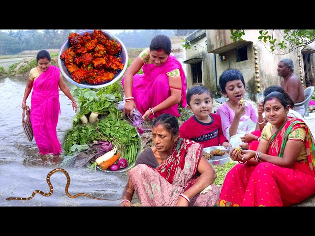 My Village Life। Villlage Women With Her Daily Routine। Cooking Breakfast Mix Vegetables Pakora