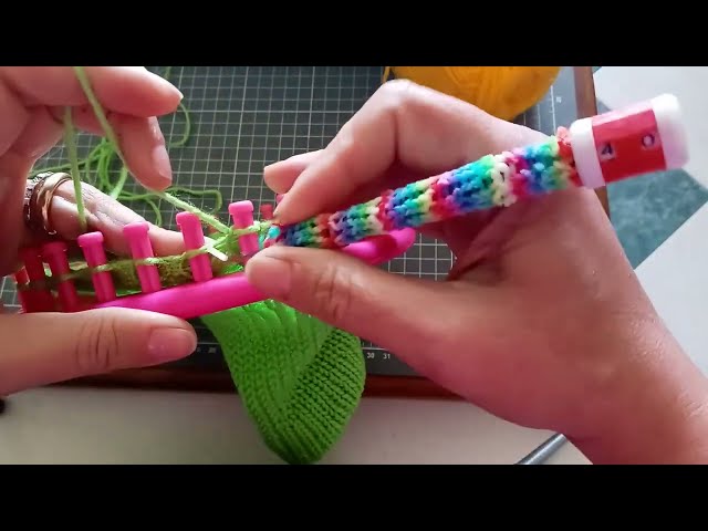 Calzettoni di lana con telaio circolare Knitting Loom metodo elisa video 4