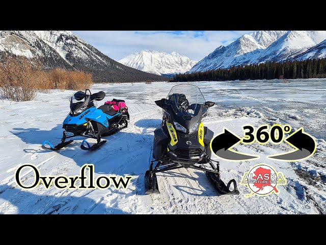 Crossing overflow near Rohn Cabin on the Historic Iditarod Trail - 360 video