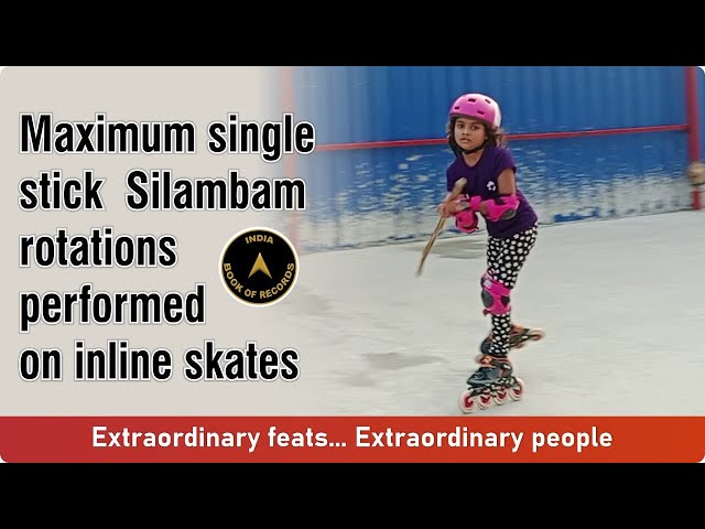 Maximum single stick Silambam rotations performed on inline skates