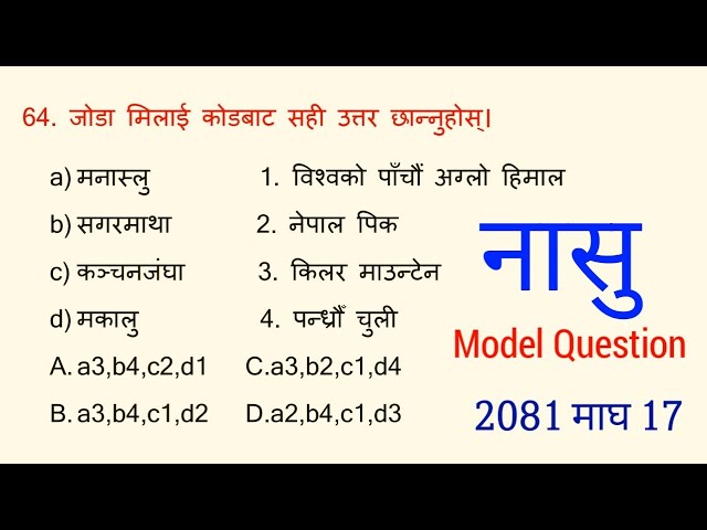 नासु प्रथम पत्र 2081 Model Question  | nayab subba important GK  questions | #nasufirstpaper2081