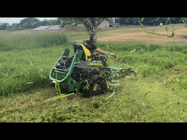 #14 John Deere Z970R Zero Turn mowing tall grass. [4K] Tweels with a 72 Inch deck