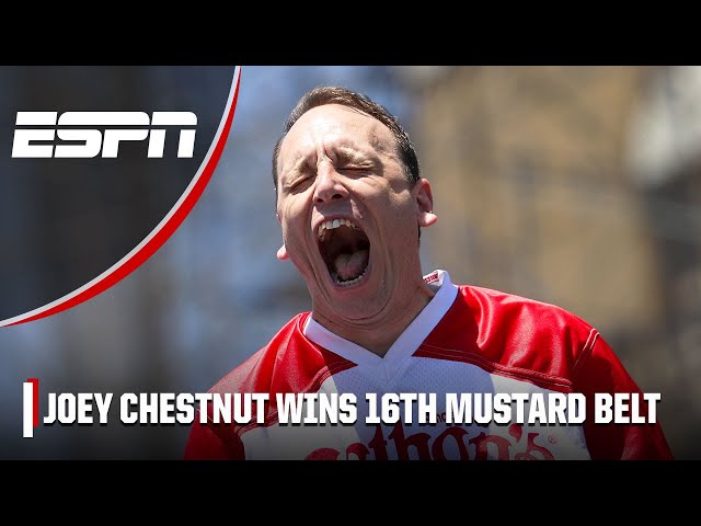 Joey Chestnut downs 62 hot dogs at 2023 Nathan's Famous Hot Dog Eating Contest to win 16th title 🌭🤯