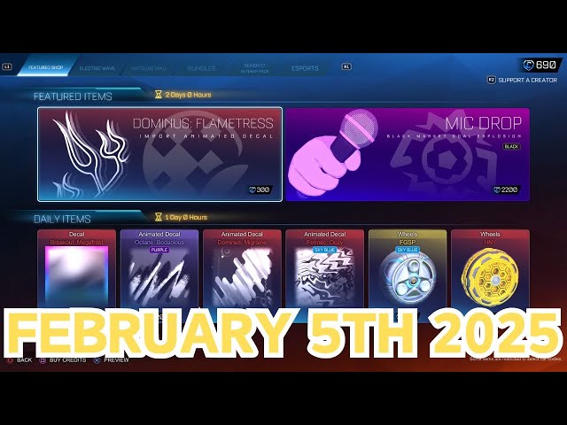 Rocket League ITEM SHOP Daily #127 (5th February 2025) ELECTRIC WAVE AFTERMARKET!!