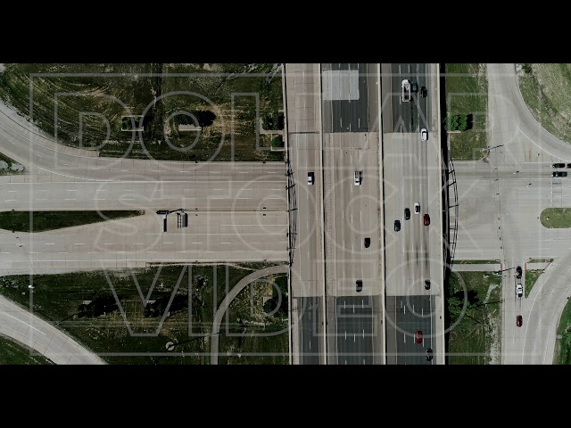 Top Down Aerial of an Interstate in Chicago | Stock Drone Video of Highway | 4k 29.97fps