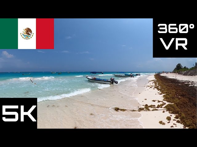 360° VR Virtual Reality Video: Mexico - Paradise Beach Caribbean sea, Tulum, Quintana Roo. GoPro MAX