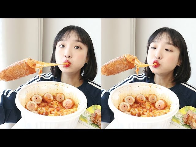 Tteokbokki&Hotdog eating show _ Tteokbokki and Hotdog... The best combination :D