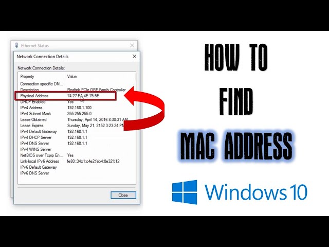 How to Find Mac Address for Network Card in Windows 10 Tutorial