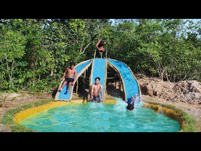 I Build Water Slide Park Into Underground Swimming Pool