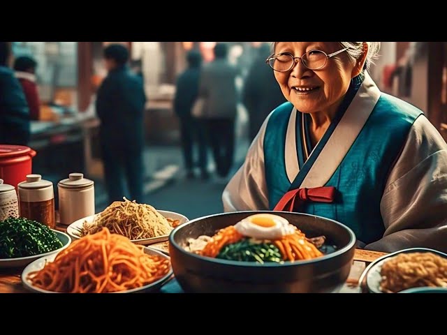 Amazing Grandma's Bibimbap and Noodles! Gwangjang , Authentic Korean Street Food Experience