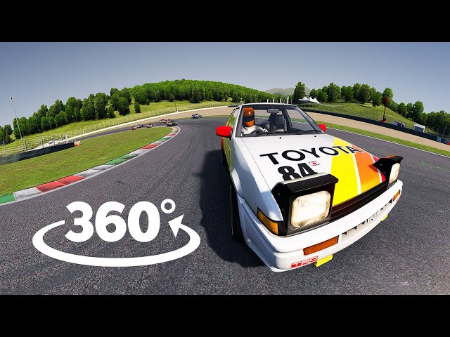 Car racing 360° degree Toyota AE86 engine sound