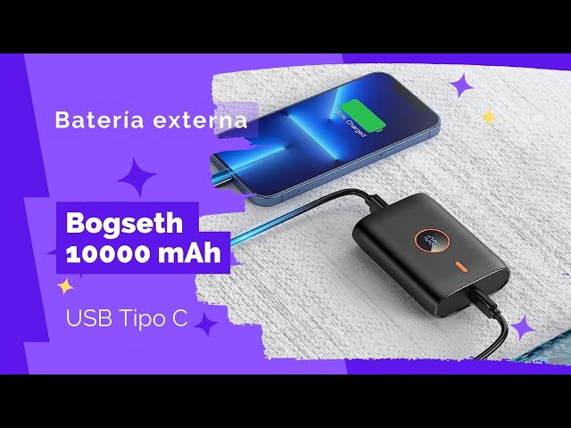 📲 Batería externa portatil #powerbank 10000mah carga rápida ⚡ USB tipo C Bogseth #minicargadores