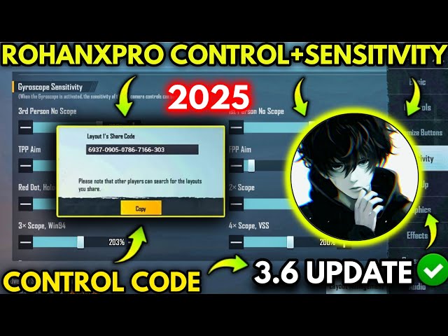 ROHANXPRO 3.6 PUBG NO RECOIL/ZERO RECOIL SENSITIVITY CODE | NEW BGMI BEST SENSITIVITY SETTINGS