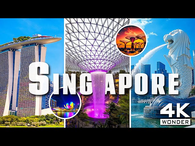 FLYING OVER SINGAPORE 4K UHD - The Modern Gem of the East with Relaxing Music