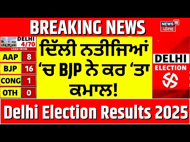 Delhi Election Results 2025 Live | ਦਿੱਲੀ ਨਤੀਜਿਆਂ ‘ਚ BJP ਨੇ ਕਰ ‘ਤਾ ਕਮਾਲ! AAP |Kejriwal |News18 Punjab