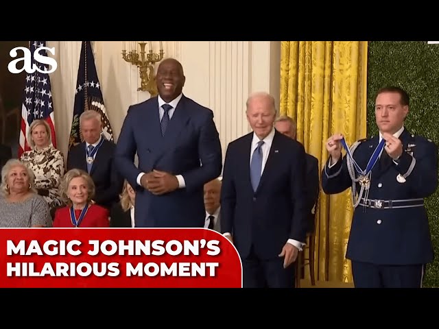 MAGIC JOHNSON'S hilarious moment receiving the MEDAL of FREEDOM from JOE BIDEN