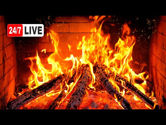 🔥 Relaxing Burning Fireplace Ambiance with Crackling Logs for a Cozy Christmas (LIVE 24/7).