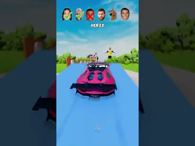 Help Ronaldo Get My Crush Attention In A Car Jump Challenge 😭🚘⚽ Beamng.Drive #shorts