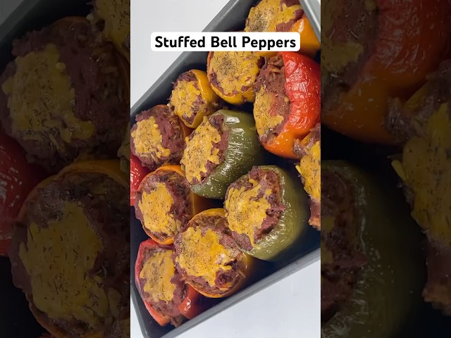 Stuffed Bell Peppers #shorts #bellpeppers  #stuffedbellpepper   #fyp  #cooking #blackeyedpeasrecipe