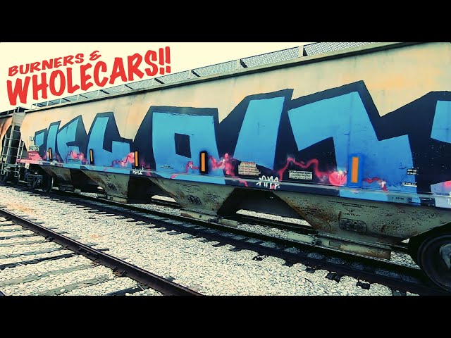 Whole-Car Graffiti & Burners ! Graffiti Freight Watching Ep  6