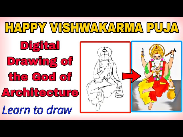 Happy Vishwakarma Puja #digitalart#digitaldrawing#godofarchitecture#vishwakarma #drawing #stepbystep